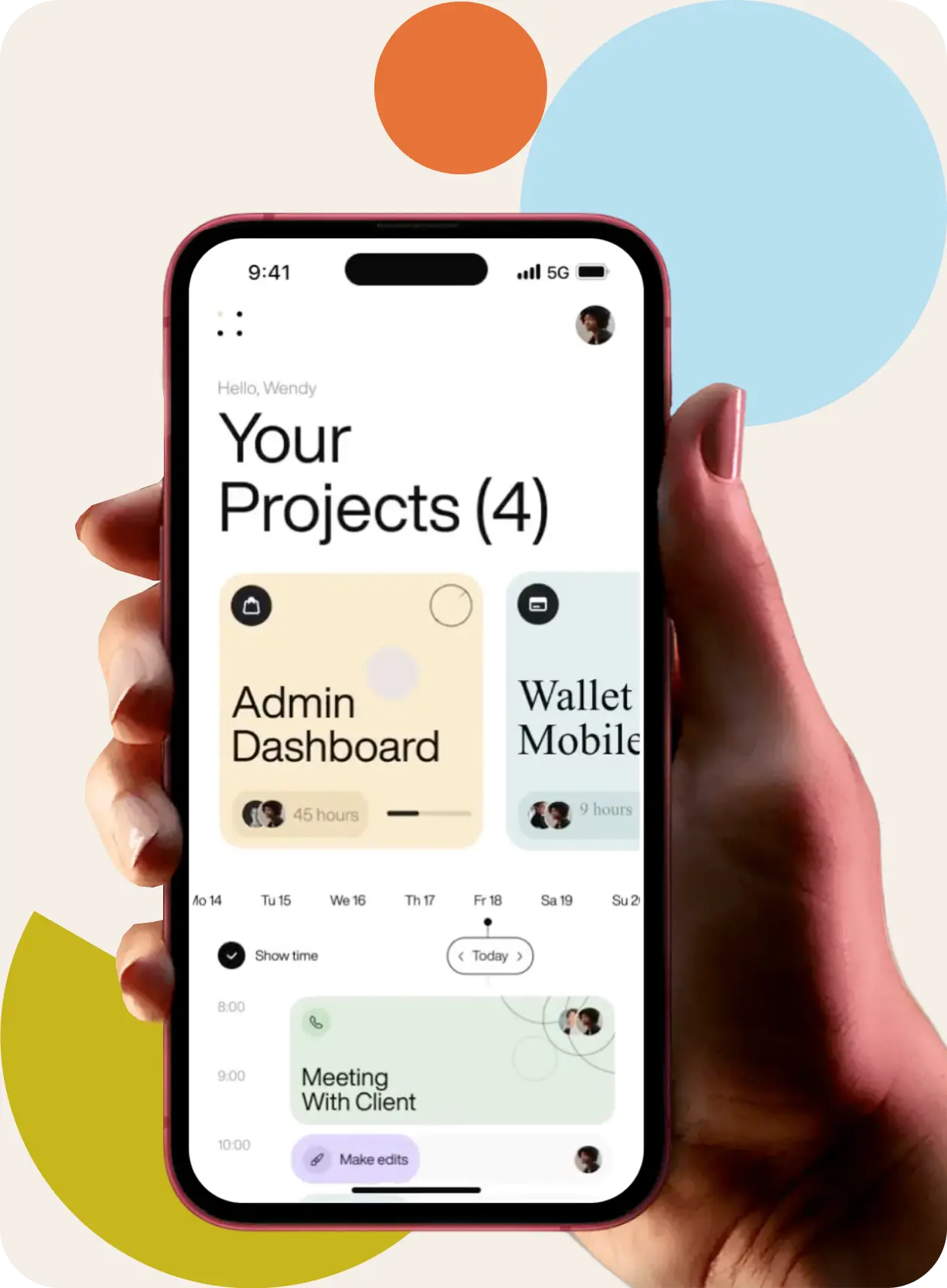 Hand holding a phone with the Get Set Startup app preview